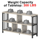 5-Cube Industrial Storage Organizer – Modern Horizontal Bookcase & TV Stand with Metal Frame (Light Grey Oak)