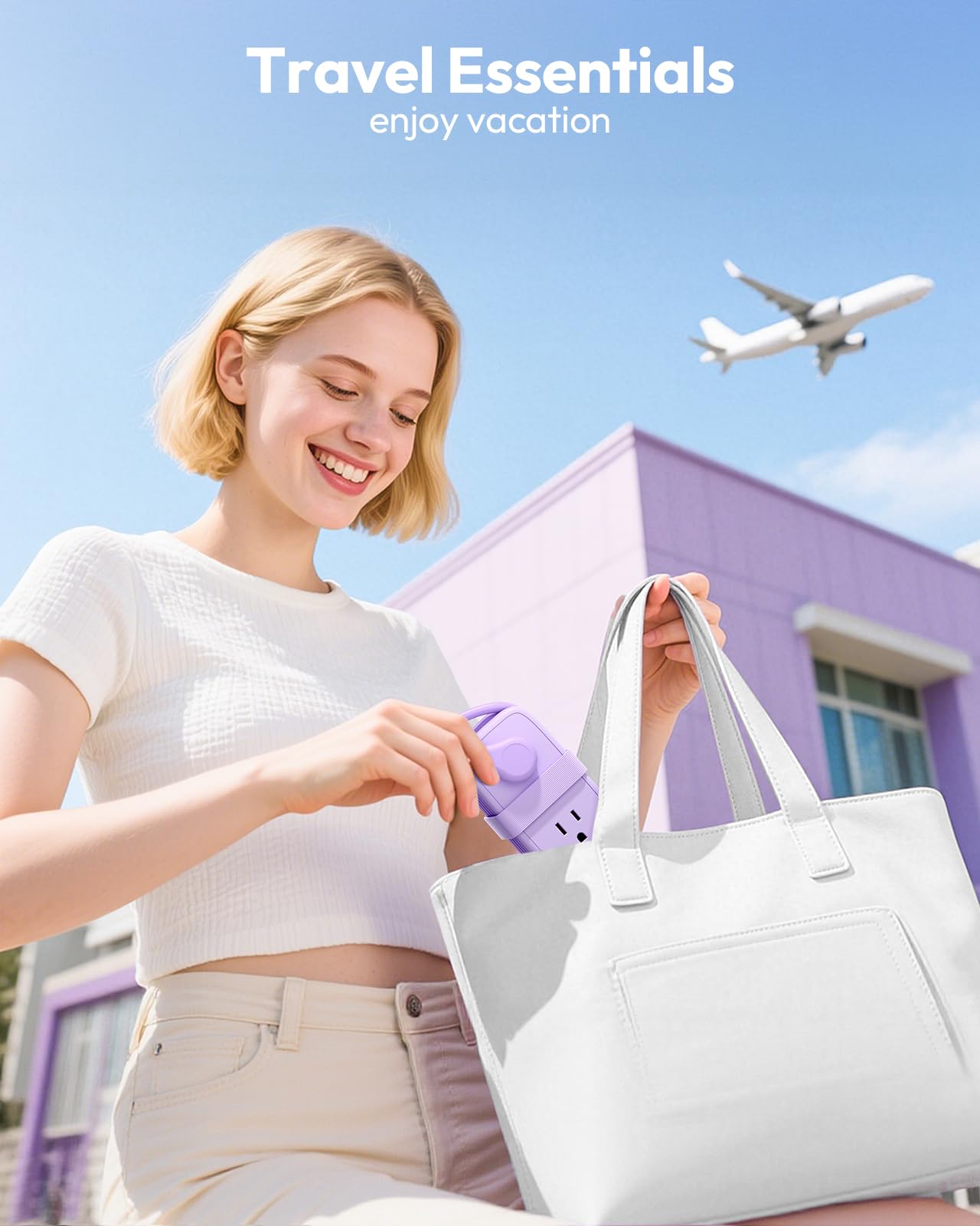 Portable Travel Power Strip with USB-C – 7-Outlet Compact Charging Hub with Wrap Cord & Ultra Flat Plug for Cruise, Hotel & Home