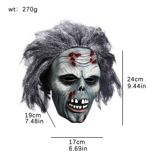 Lofytain Realistic Zombie Mask – Grey Latex Horror Mask for Adults, Scary Undead Halloween Costume Accessory