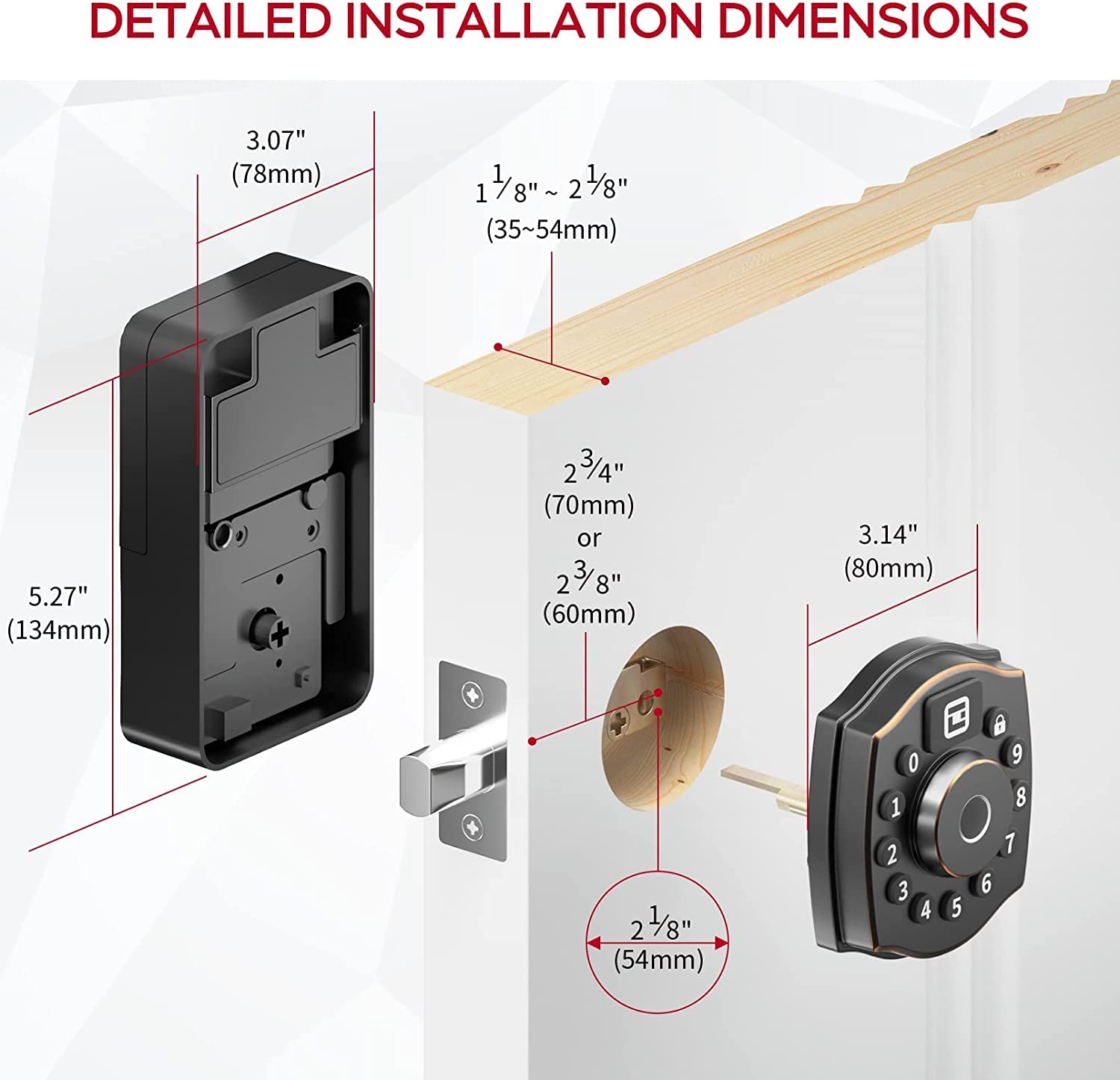 5-in-1 Smart Fingerprint Door Lock with Keypad, Bluetooth App & IC Card Access, Weatherproof Digital Deadbolt for Front Door Security