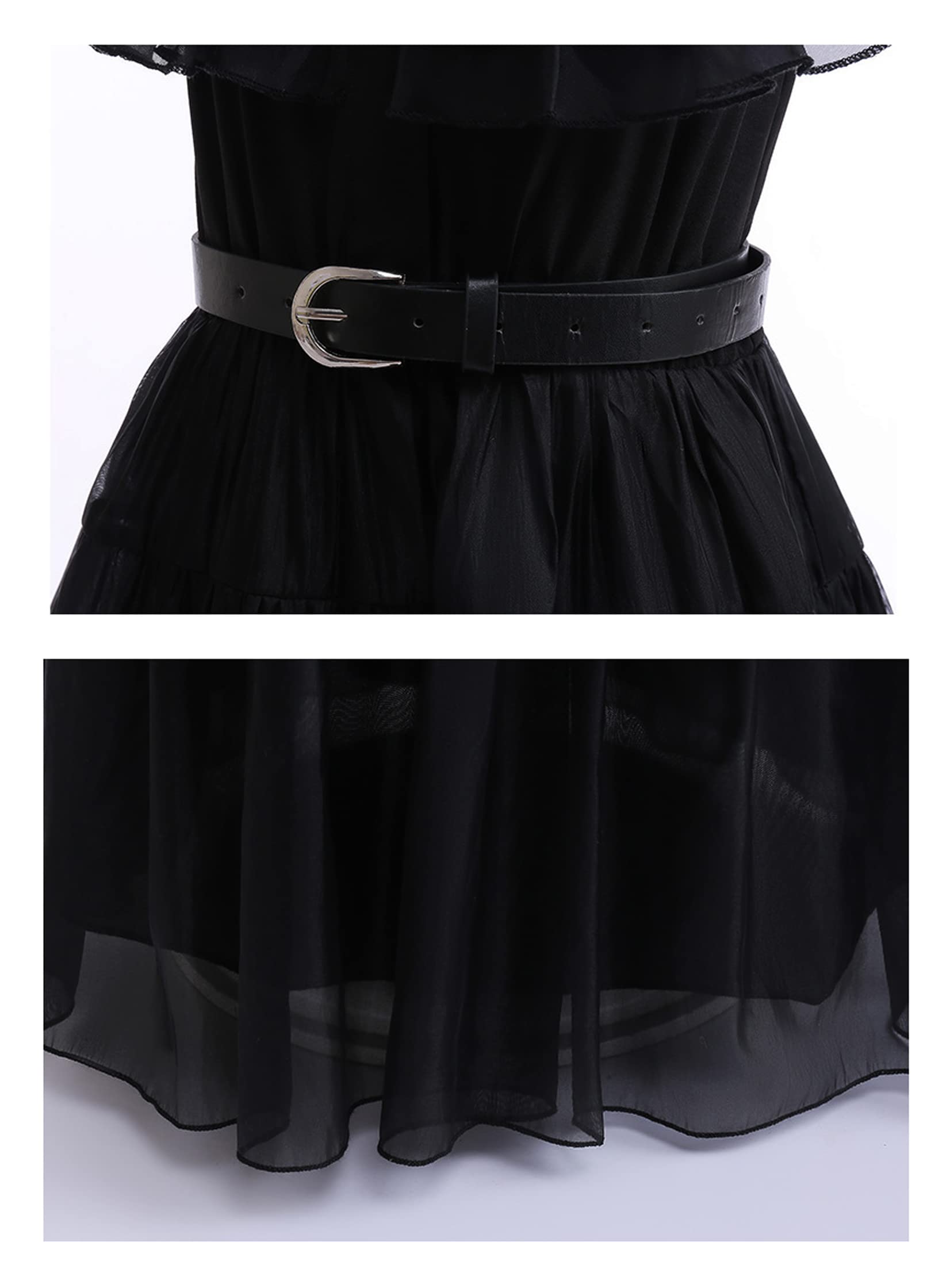 Girls Black Gothic Princess Costume Set – Dress, Belt, Lace Gloves, Hairpins & Accessories