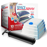 Vacuum Storage Bags Variety Pack – Space Saver Compression Bags for Clothes & Bedding (10-Pack with Hand Pump)