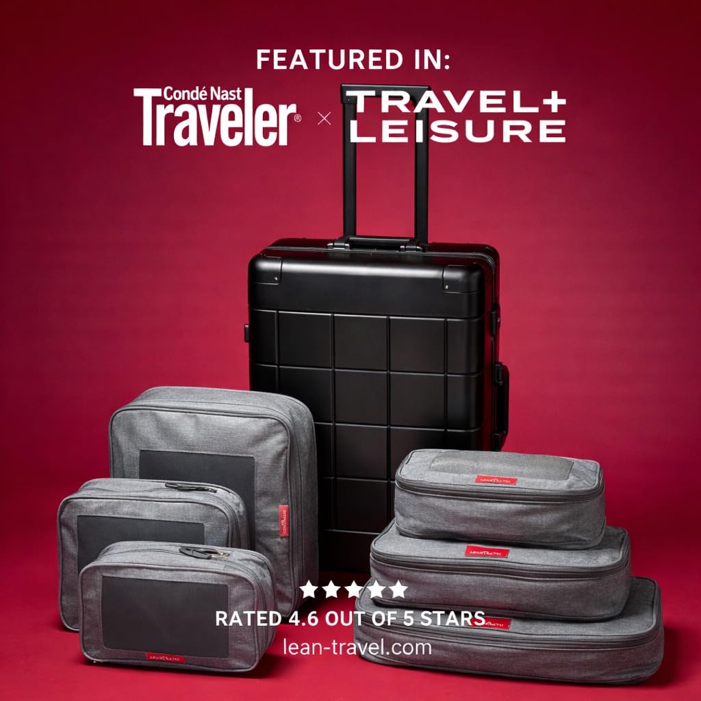 Travel Compression Packing Cubes Set for Luggage, Space Saving Suitcase Organizers with Mesh Panels (6 Pieces)