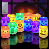 Halloween Flameless LED Candles – 12 Pack Color-Changing Lights with Remote Control for Spooky Home Decor
