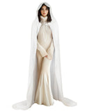 White Velvet Hooded Cloak – Full-Length Medieval Cape for Halloween, Cosplay & Renaissance Fairs ⚔️✨