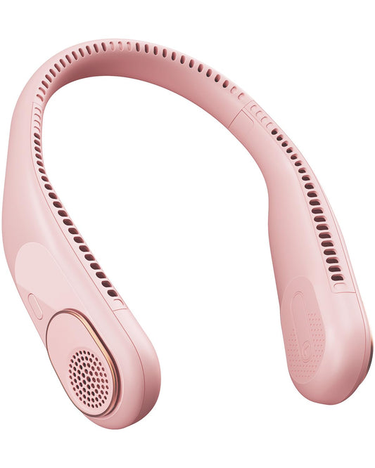 Bladeless Rechargeable Neck Fan – Hands-Free Portable Cooling Fan with 3 Speeds (A5 Pink)