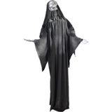 Haunted Hill Farm 63-in. Talking Reaper Halloween Animatronic, Indoor or Outdoor Halloween Decoration with Flashing White Eyes, Poseable and Battery Operated Fright Props for Home or Haunted House
