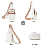 BOSTANTEN Small Leather Sling Bag for Women – RFID Blocking Crossbody Chest Bag for Travel & Daily Use (Beige)