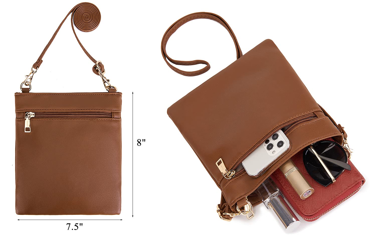 Large Crossbody Handbag Set for Women – 3PCS Hobo Shoulder Bag, Crossbody Purse & RFID Wallet (Brown)