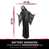 Haunted Hill Farm 63-in. Talking Reaper Halloween Animatronic, Indoor or Outdoor Halloween Decoration with Flashing White Eyes, Poseable and Battery Operated Fright Props for Home or Haunted House