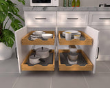 Pull-Out Wooden Cabinet Organizer Shelf – Smooth Slide Drawer System for Kitchen, Pantry & Bathroom (White)