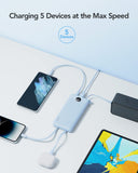 10000mAh Portable Power Bank with Built-in Charging Cables & LED Battery Indicator – Multi Device Travel Charger Blue