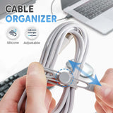 Reusable Silicone Cable Organizer Ties – Colorful 5-Pack Cord Management for Home, Office & Travel