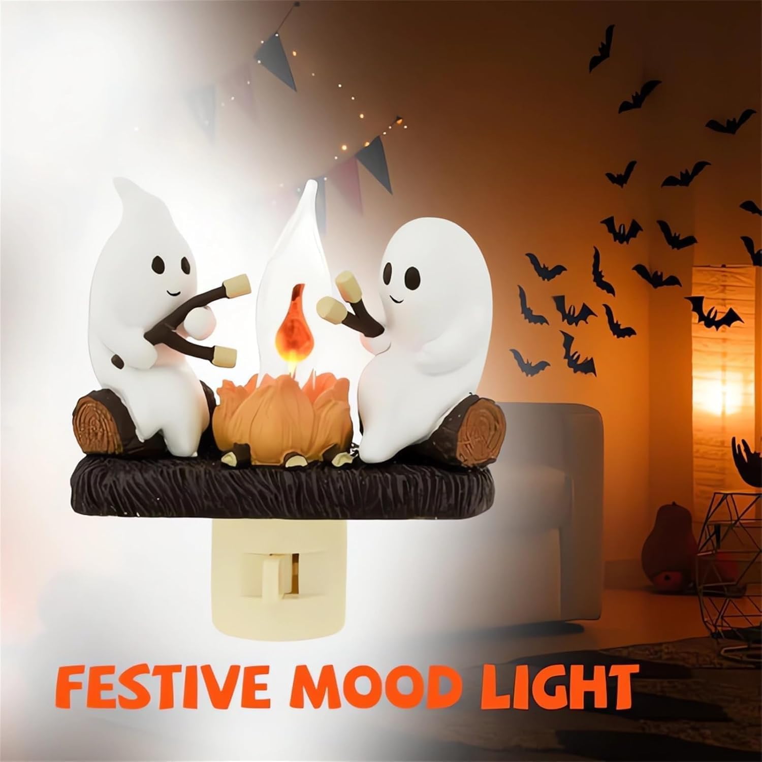 LEDeng Ghost Campfire Flickering Wall Light, Flicker Flame Halloween Wall Decoration, LED Faux Campfire Light, Halloween Indoor Decoration, Holiday Gifts