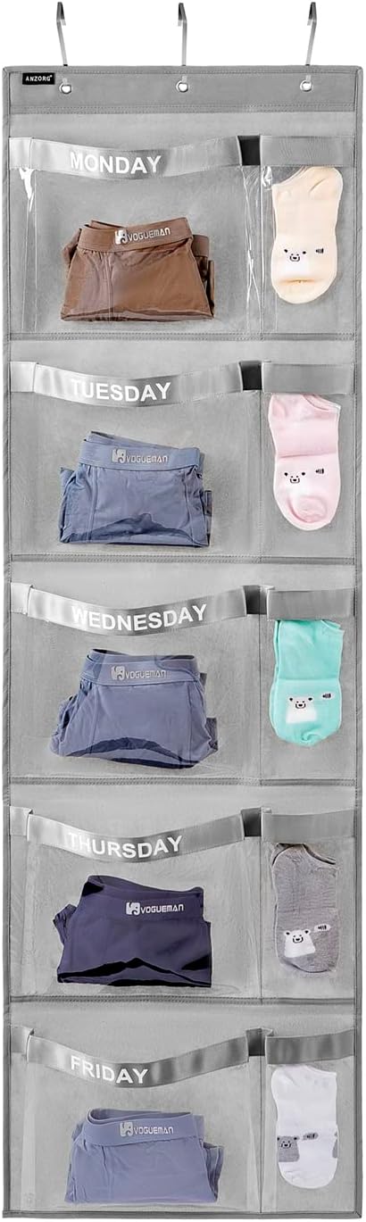 Purple Monday-Friday Kids Hanging Clothes Organizer