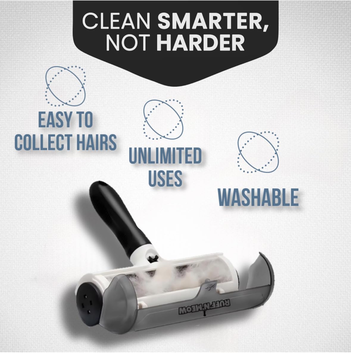 Reusable Pet Hair Remover Roller for Furniture, Carpets, and Car Seats with Built-In Fur Collection Chamber – Portable Fur Cleaning Tool