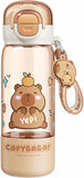 18 oz Kids Capybara Water Bottle with Straw, Direct-Sip Lid, Safety Lock and Keychain