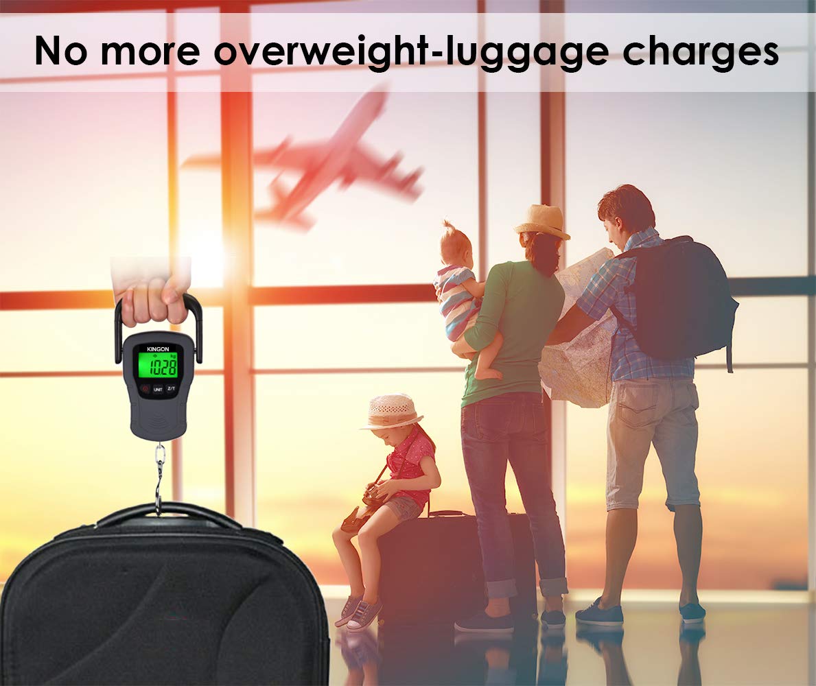 Digital Luggage Scale (110lb/50kg) – Portable Hanging Baggage Weight Scale with Backlit LCD Display for Travel & Suitcases