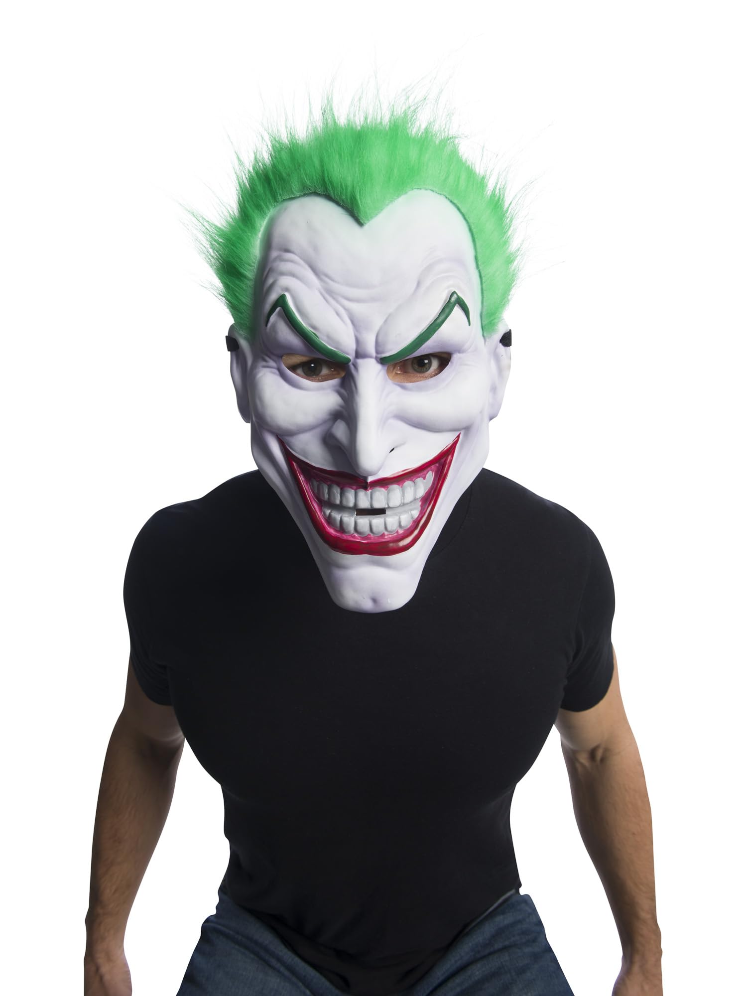 DC Comics The Joker Adult Mask – Official Licensed Vacuform Clown Mask with Plush Green Hair
