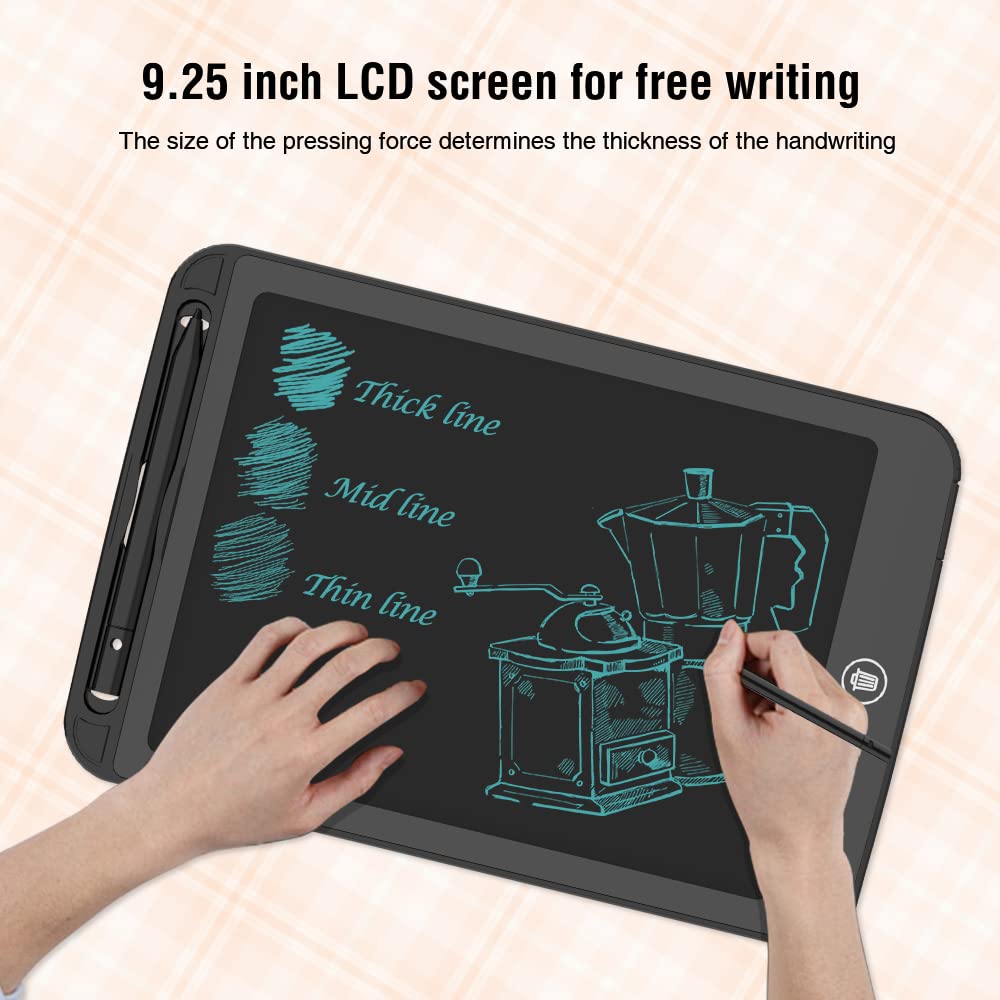 TIQUS 9.25” LCD Writing Tablet 2-Pack with Lock Screen & Stylus – Reusable Digital Drawing & Note Board (Black)