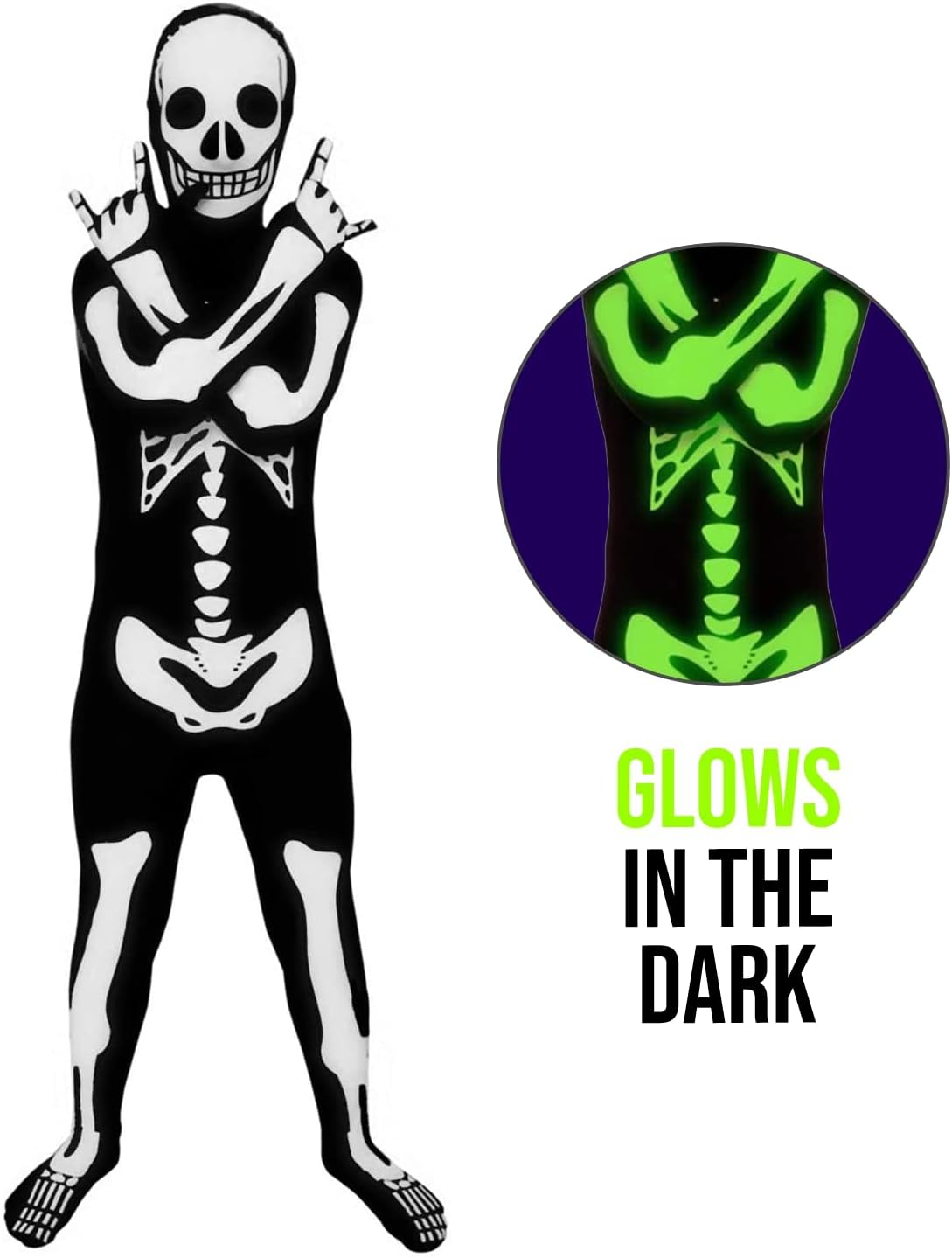Morphsuits Skeleton Costume Kids, Black, Small