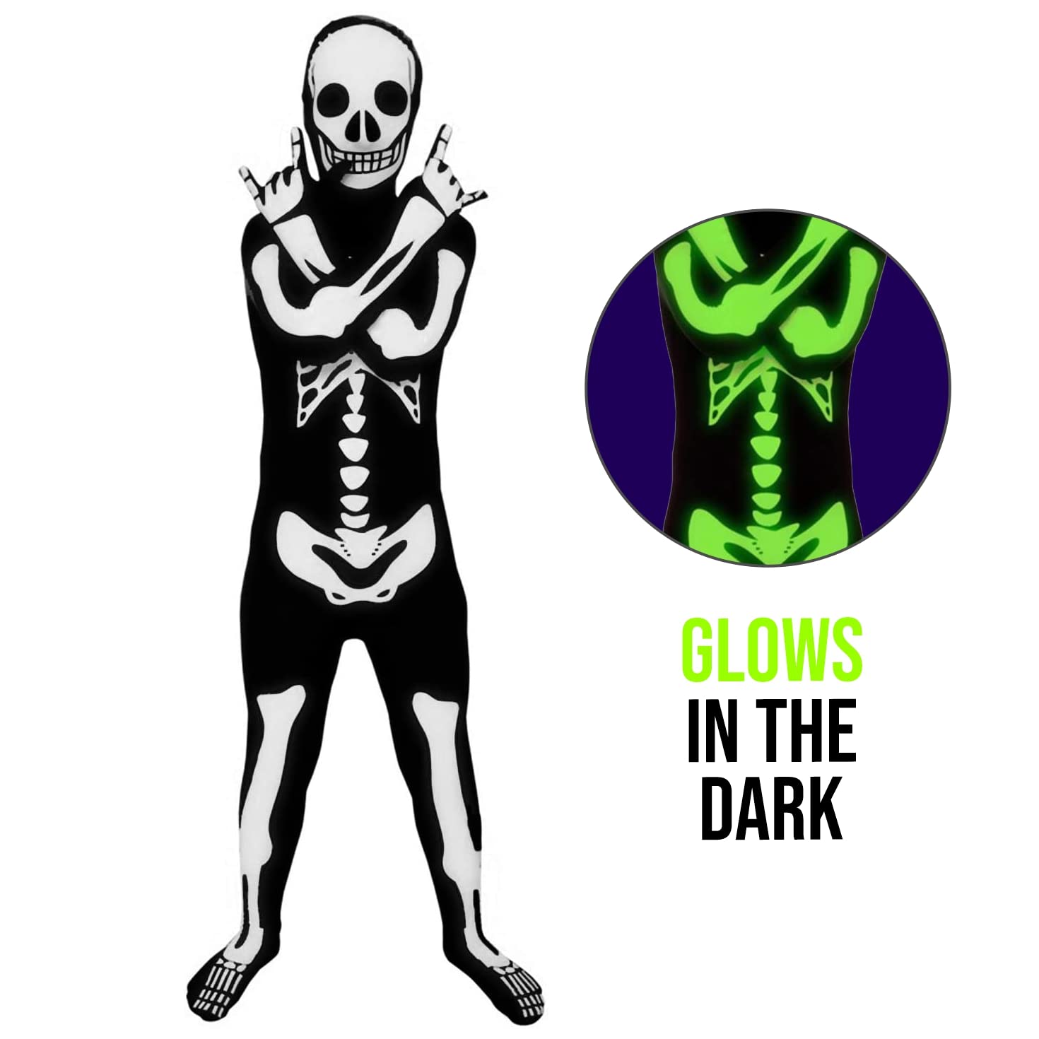 Morphsuits Skeleton Costume Kids, Black, Small