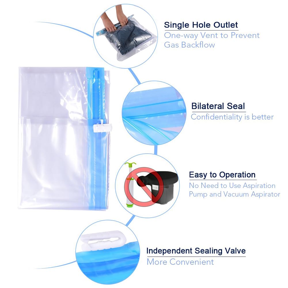 Roll-Up Vacuum Storage Bags for Travel – Compression Packing Bags Set