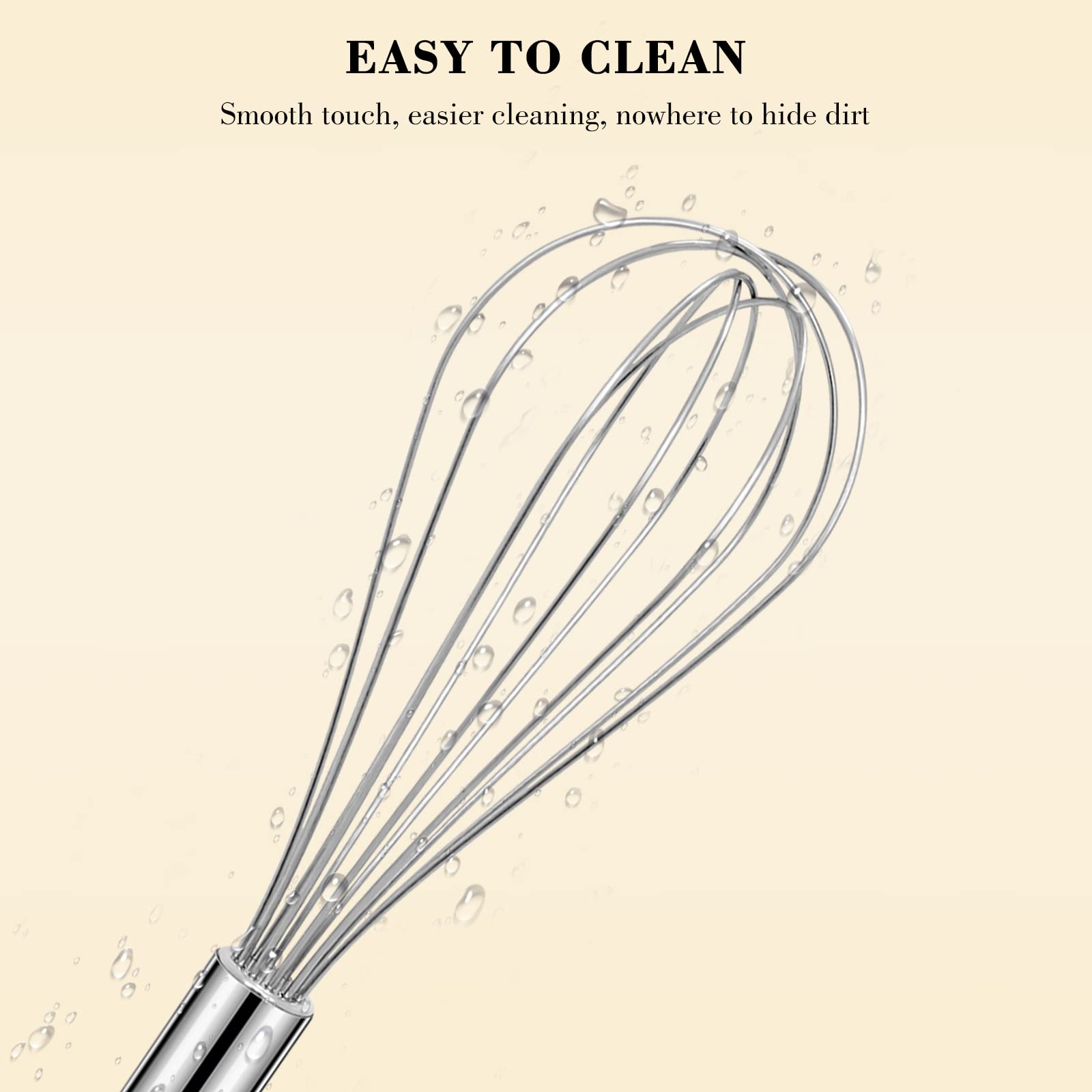 Stainless Steel Balloon Whisk Set (8”, 10”, 12”) for Baking & Cooking