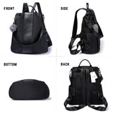 PINCNEL Women’s Anti-Theft Backpack Purse – Waterproof Nylon & PU Leather Lightweight Travel Rucksack with Adjustable Straps (Black)