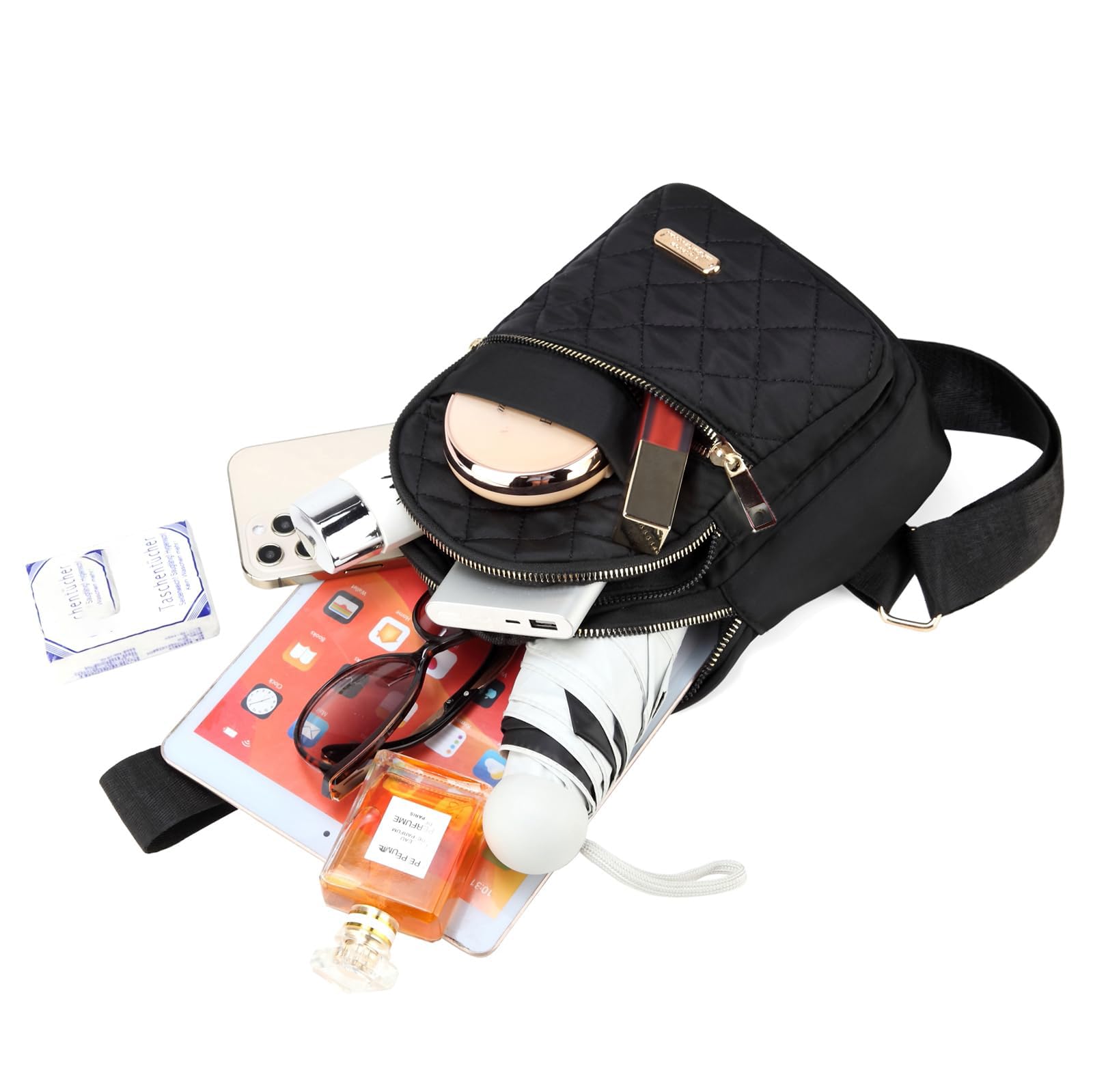 AOSTIHOT Small Sling Backpack for Women – Water-Resistant Crossbody Chest Daypack for Travel, Hiking & Sports (Black)