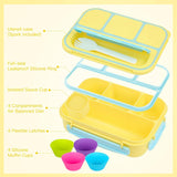 Yellow 1300 ml Bento Box with Dip Cup and Spork