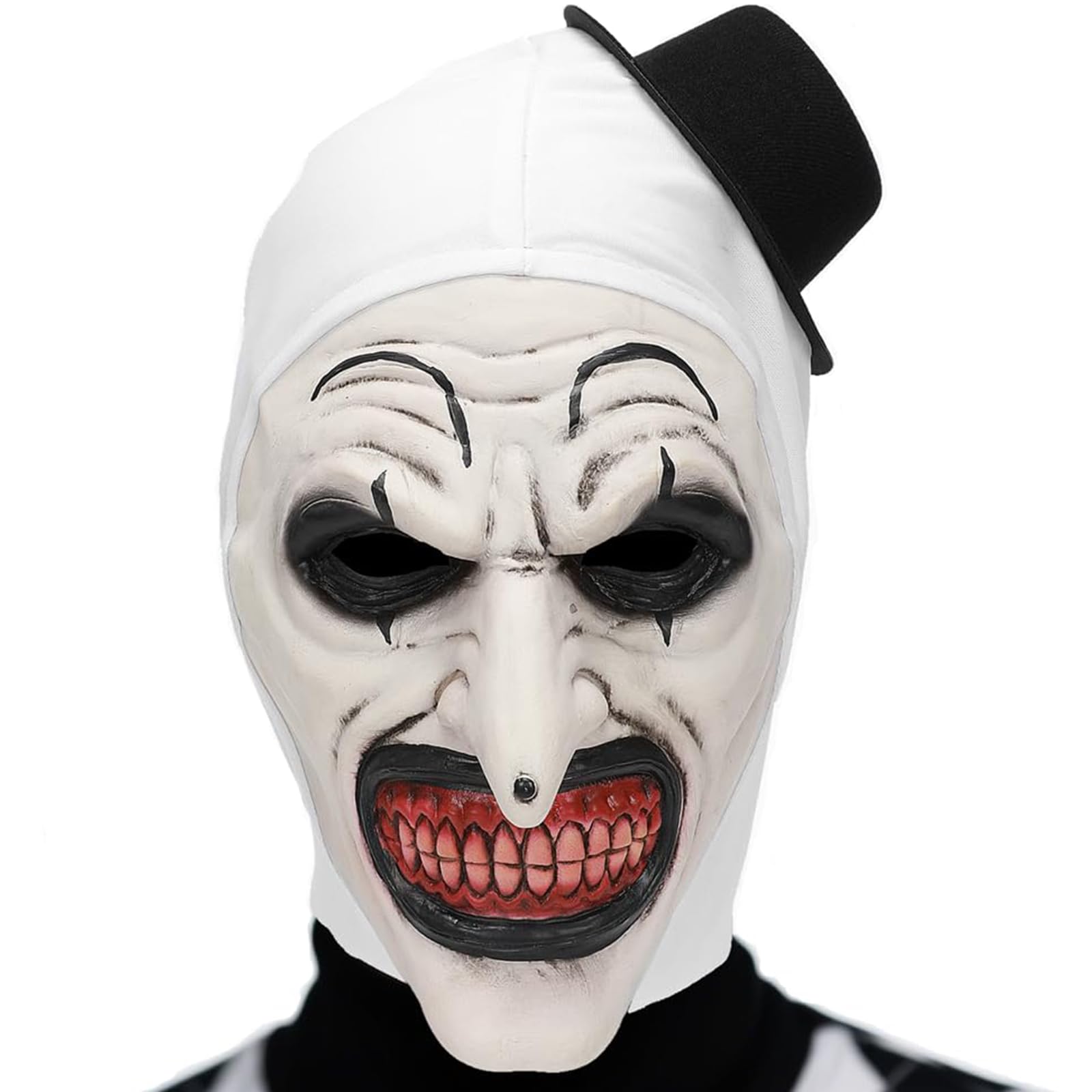 Killer Clown Latex Mask – Black Horror Halloween Mask with Bloody Teeth & Realistic Movie-Inspired Design