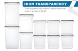 10-Piece Airtight Pantry Storage Containers Set – BPA-Free Stackable Dry Food Canisters with Labels & Measuring Cups (Black)