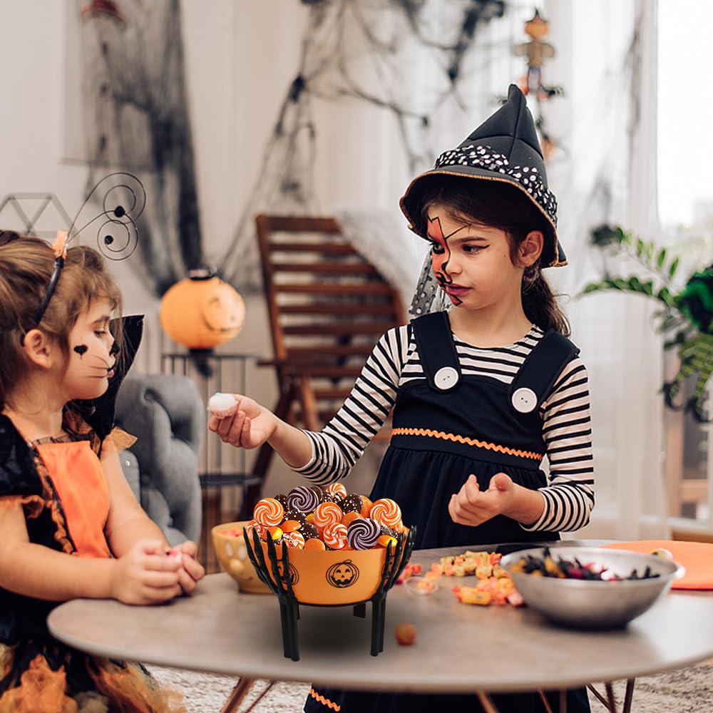 3-Pack Halloween Candy Bowls with Holders – Orange, Purple & Black Trick or Treat Set