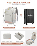 LOVEVOOK 40L Carry-On Travel Backpack for Women with Packing Cubes & Wet Pocket – TSA Approved – Pink Grey