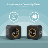 Kadams Visual Pomodoro Timer Cube with LED Ring, 5-10-25-50 Min Presets, Countdown & Stopwatch Mode, Silent Productivity Timer for Work, Study & Kitchen – Black