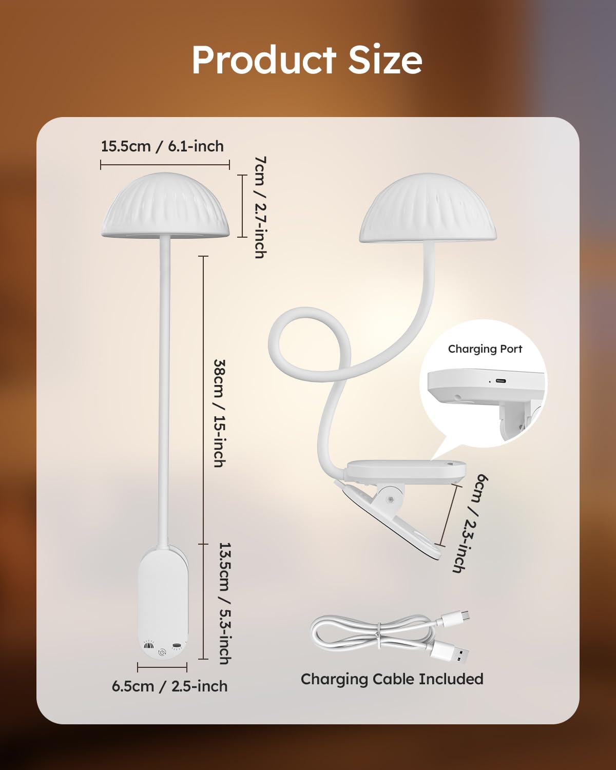 Rechargeable 3-in-1 Clip Desk Lamp – RGB Ambient Light & Adjustable Reading Light with Touch Control
