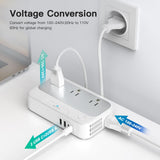 250W Universal Voltage Converter – US to Europe 220V to 110V Travel Power Converter with Worldwide Plug Set (White)