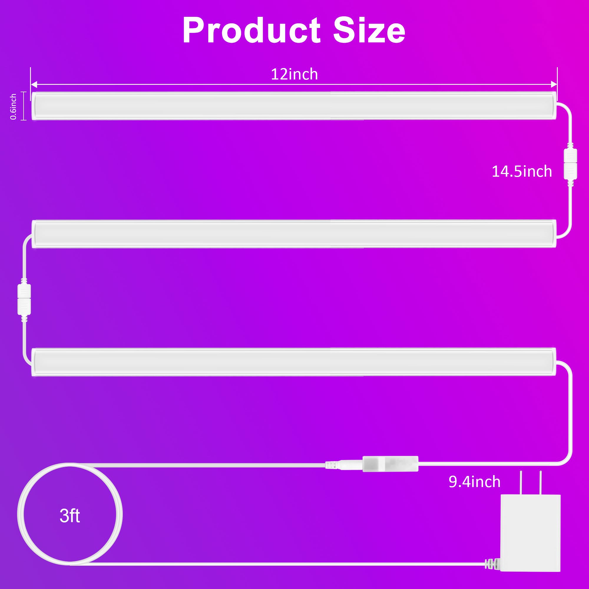 Smart RGB Under Cabinet LED Lights with App Control, 40-Key Remote & Music Sync – 16 Million Colors