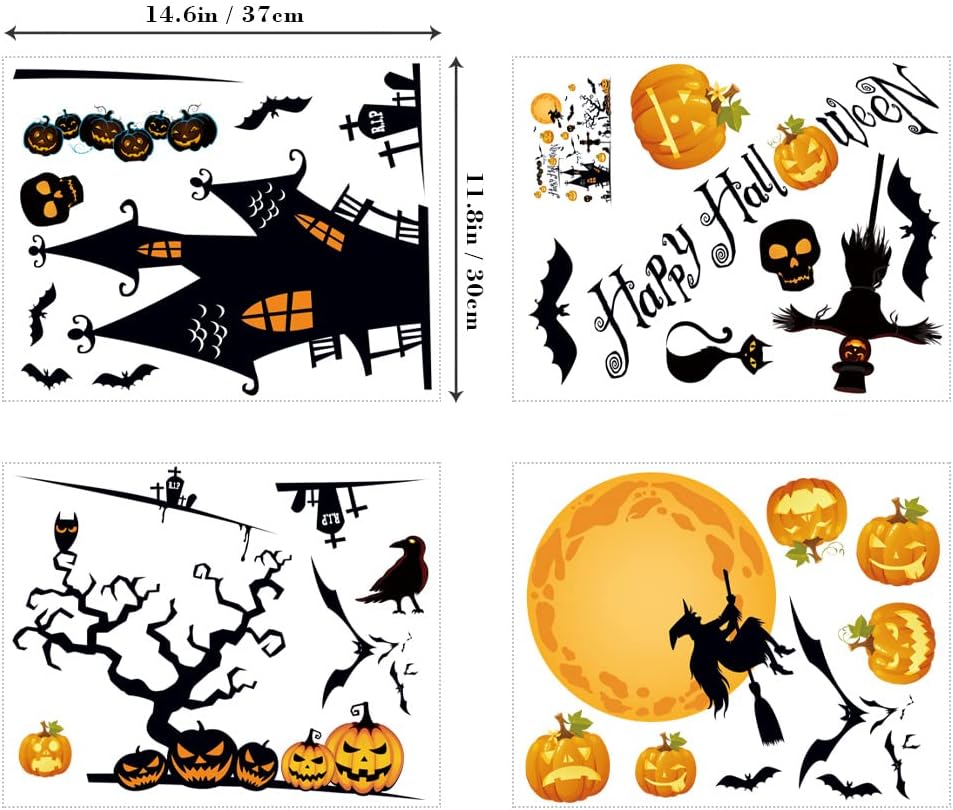 Halloween Window Clings – Double-Sided Reusable Stickers for Glass Doors, Windows & Smooth Surfaces