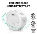 CREAVIVA Smart Flip Cube Pomodoro Timer with Visual Countdown, Stopwatch Mode & Triple Alarm Options – White