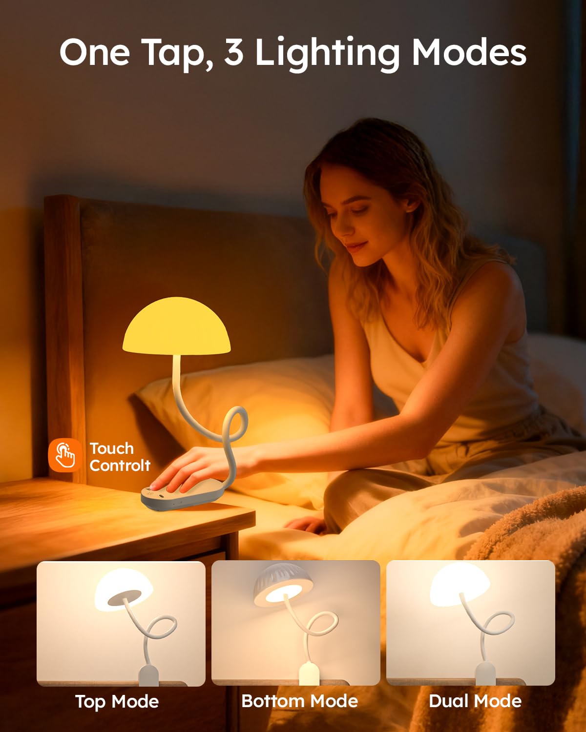 Rechargeable 3-in-1 Clip Desk Lamp – RGB Ambient Light & Adjustable Reading Light with Touch Control