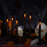 Grey Flameless Taper Candles with Remote – 6-Pack Flickering LED Candles for Weddings, Parties & Home Decor (9.45”)