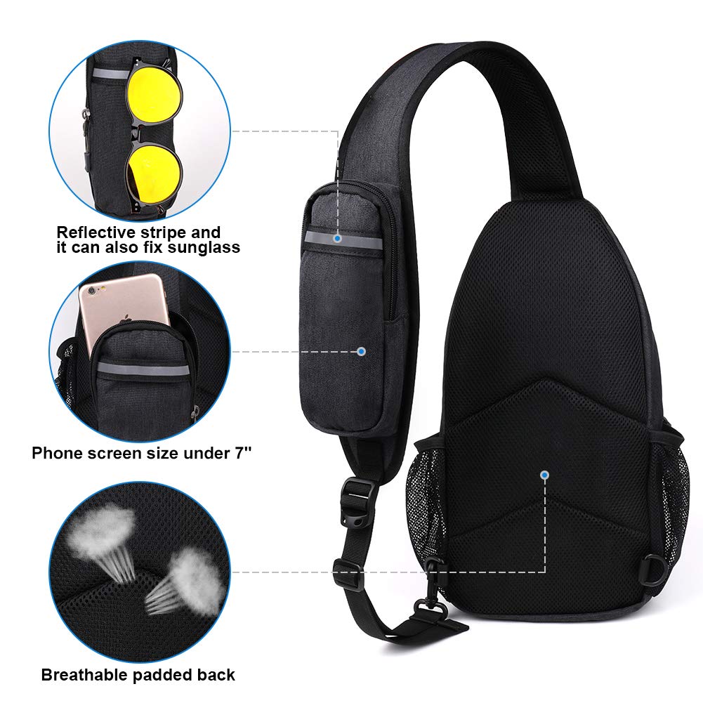 Waterfly Crossbody Sling Backpack – Travel & Hiking Chest Bag, Black