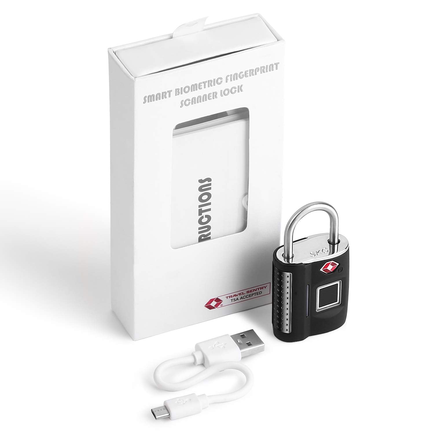 TSA Approved Fingerprint Luggage Lock with USB Rechargeable Battery, Keyless Biometric Cable Lock for Travel & Bags