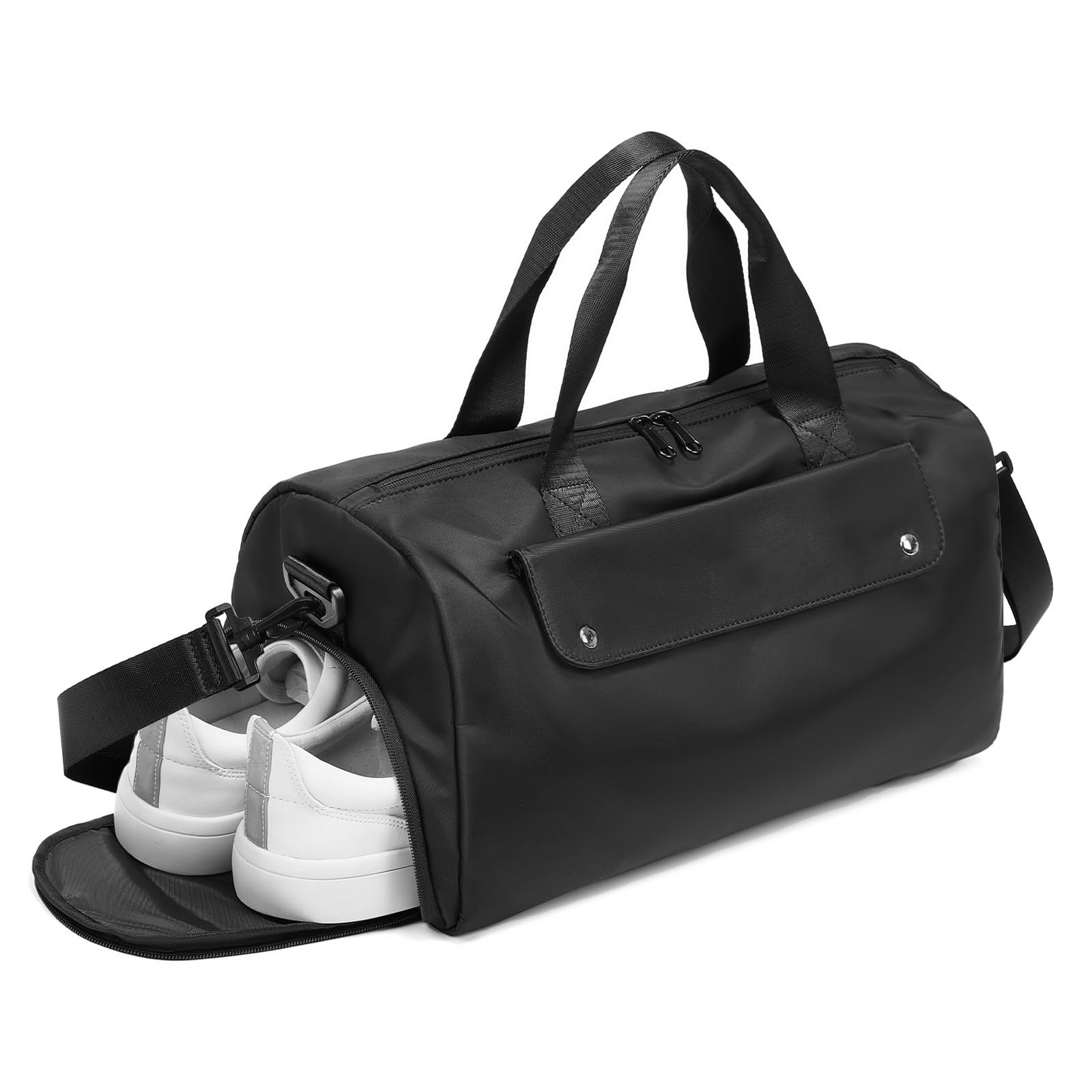 Reeyee Compact Cordura Gym & Travel Duffle Bag with Shoe Compartment and Trolley Sleeve – Black