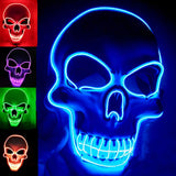 Blue LED Light-Up Skull Mask – Glow Halloween Party Mask for Kids & Adults 💀💙