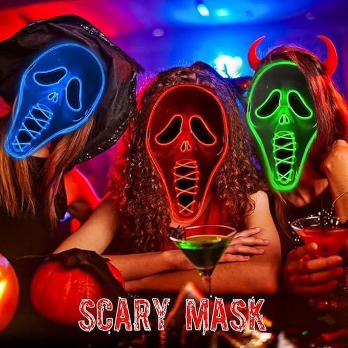 Red Skull Latex Halloween Mask – Full Head Horror Mask with Shroud, Breathable & Comfortable Scary Costume for Adults