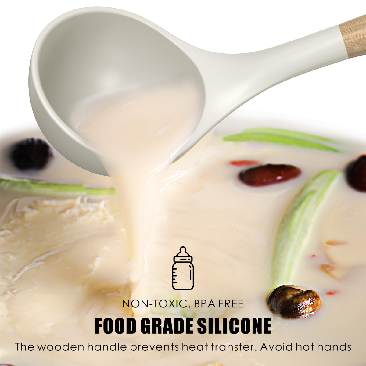 Silicone Kitchen Utensils Set with Wooden Handles – BPA-Free, Heat Resistant Cooking Tools