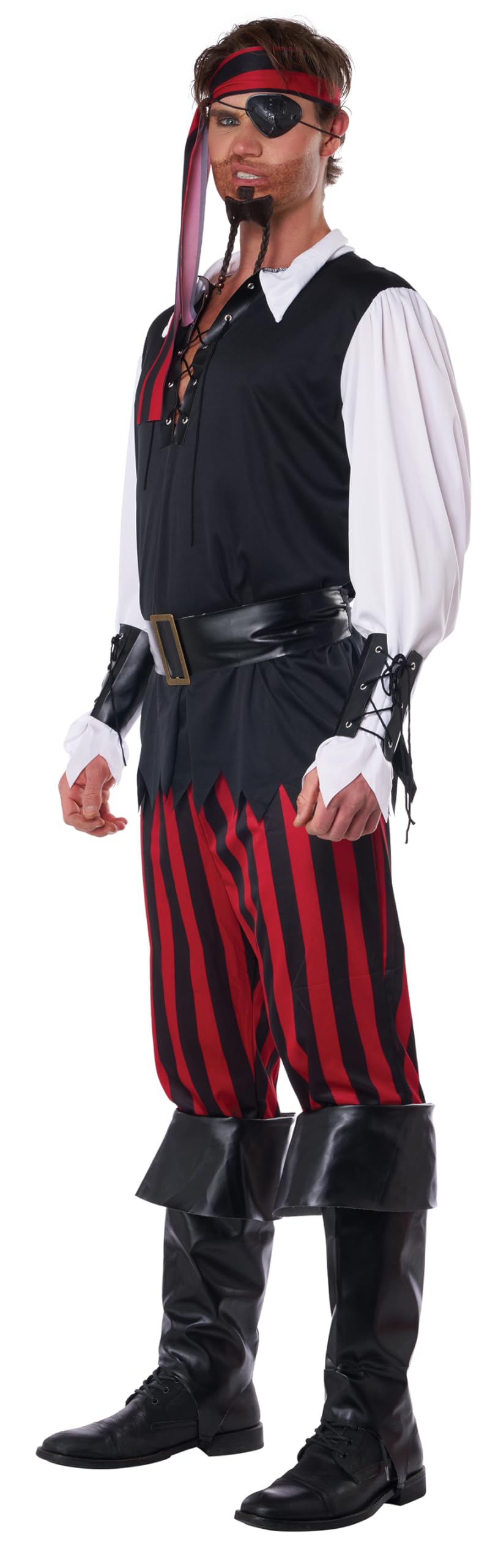 Cutthroat Pirate Costume for Adults – Black, Red & White 6-Piece Halloween Outfit Set